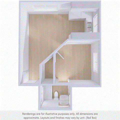 Floor plan for 1 bed, 1 bath, 850 sqft